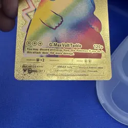 Pokémon Gold Foil Fan Art ~ Pikachu VMAX #044/185 ~ Rainbow Gold Card - Image 3