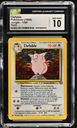 CGC 10 GEM MINT Clefable 1999 Jungle - Unlimited 1/64 Holo Rare Pokemon Card psa - Image 1