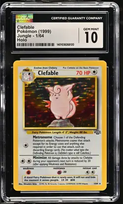 CGC 10 GEM MINT Clefable 1999 Jungle - Unlimited 1/64 Holo Rare Pokemon Card psa - Image 3