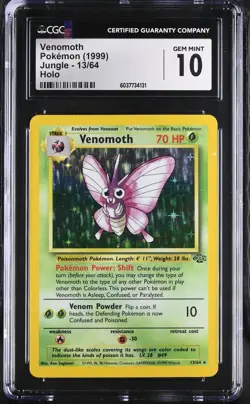 CGC 10 GEM MINT Venomoth 1999 Jungle 13/64 Holo Pokemon Card psa - Image 1