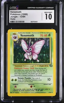 CGC 10 GEM MINT Venomoth 1999 Jungle 13/64 Holo Pokemon Card psa - Image 3