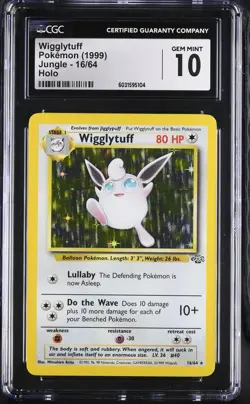 CGC 10 GEM MINT Wigglytuff 1999 Jungle 16/64 Holo Pokemon Card psa - Image 1