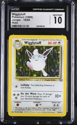 CGC 10 GEM MINT Wigglytuff 1999 Jungle 16/64 Holo Pokemon Card psa - Image 3