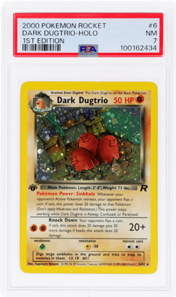2000 Pokemon Team Rocket Dark Dugtrio 1st Edition Holo #6 PSA 7 - Image 3