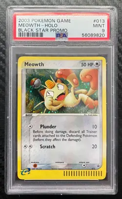 2003 Pokemon Black Star Promo Meowth Holo 013 PSA 9 - Image 3