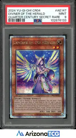 Yu-Gi-Oh! 2024 Diviner of the Herald CR04-AE147 Quarter Century SR PSA 9 - Image 1