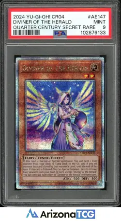 Yu-Gi-Oh! 2024 Diviner of the Herald CR04-AE147 Quarter Century SR PSA 9 - Image 4
