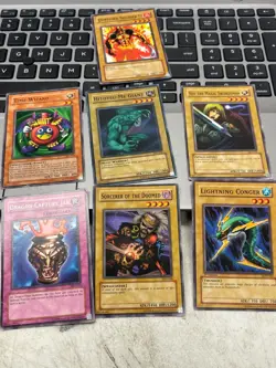 Yugioh Lot Vintage 7 Cards Rare Time Wizard Darkfire Soldier Sorcerer Doomed - Image 1