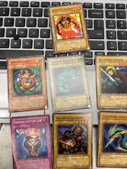 Yugioh Lot Vintage 7 Cards Rare Time Wizard Darkfire Soldier Sorcerer Doomed - Image 3