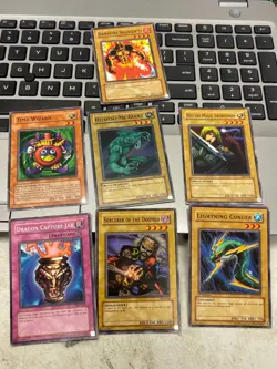 Yugioh Lot Vintage 7 Cards Rare Time Wizard Darkfire Soldier Sorcerer Doomed - Image 5