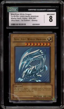 Yu-Gi-Oh! Blue-Eyes White Dragon SDK 1st Edition Ultra Rare #SDK-001 CGC 8 - Image 3