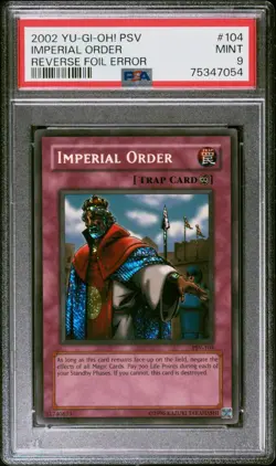 PSA 9 MINT Imperial Order PSV-104 Reverse Foil Error Secret Rare *7054 Yugioh - Image 1