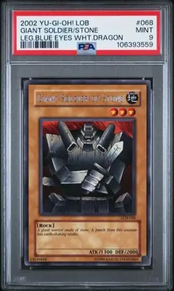 2002 YU-GI-OH LOB-068 LEGEND BLUE EYES WHITE DRAGON GIANT SOLDIER STONE PSA 9 - Image 4