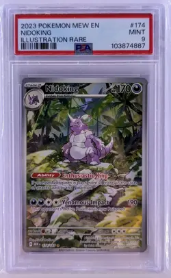 PokÃ©mon 2023 Mew Nidoking TCG Scarlet & Violet 151 Card 174/165 English PSA 9 - Image 1