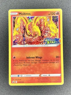 Moltres SWSH185 Stamped Brilliant Stars Holo Pokemon LP - Image 1