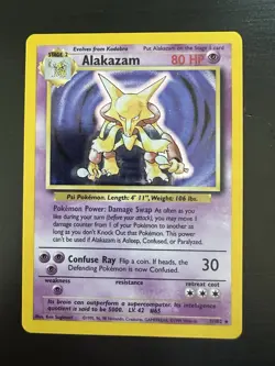 Alakazam Holo 1/102 Base Set â€“ NM Vintage PokÃ©mon Card - Image 1