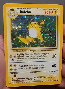 ðŸ”¥ Raichu 14/102 ðŸ”¥ Original Holo Rare Base Set Pokemon Card 1999 WOTC TCG  - Image 7