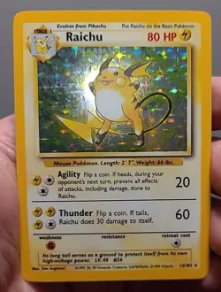 ðŸ”¥ Raichu 14/102 ðŸ”¥ Original Holo Rare Base Set Pokemon Card 1999 WOTC TCG  - Image 8