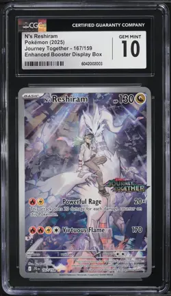 CGC 10 2025 Pokemon Journey Together 167 N'S RESHIRAM Stamped Box Topper IR Rare - Image 1