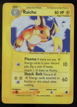 Raichu Expedition Base Set 25/165 Reverse Holo Rare Pokemon Card WOTC - Image 1