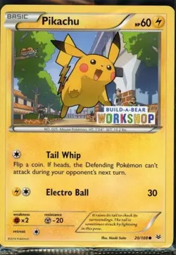 Pikachu Build-A-Bear Workshop Pokemon Card Limited Edition SEALED STAMPED - Image 1