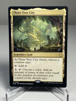 2024 Magic The Gathering 260 Bloomburrow Three Tree City Legendary Land Card - Image 1