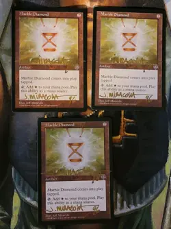 Marble Diamond (x3) - Mirage - MTG Magic - Signed by Artist and dated 1996/1998 - Image 1