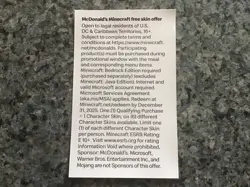 McDonald’s Minecraft Fry Helmet Skin Video Game Code Only No Card - Image 2