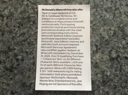 McDonald’s Minecraft Fry Helmet Skin Video Game Code Only No Card - Image 4