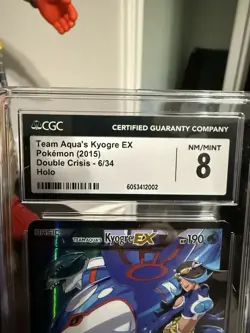 CGC 8 Team Aqua's Kyogre EX 2015 Double Crisis 6/34 Holo Pokemon Card - Image 2
