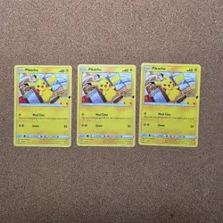 3x Pikachu 25/25 NON-HOLO Pokemon Card 25th Anniversary McDonalds Promo 2021 - Image 1