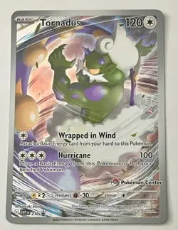 Tornadus SVP 210 Pokemon Center Stamped White Flare ETB Promo Card - Image 1