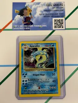 2000 Pokemon GYARADOS Base Set 2 HOLO RARE Card 7/130 WOTC 2nd Edition NM - Image 1