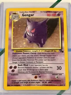 1999 Gengar Fossil Unlimited Holo 5/62 Rare Vintage WOTC Pokemon Card - NM - Image 2
