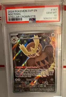 2024 Pokemon SVP English Stellar Crown ETB Noctowl PSA 10 GEM MT - Image 1