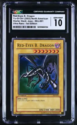 2003 YuGiOh Red-Eyes B. Dragon 1st Edition SDJ-001 CGC 10 GEM MINT - Image 3
