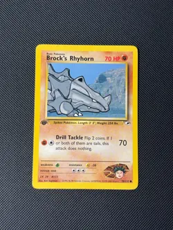 Brock's Rhyhorn 70/132 1st Edition Pokémon Card Gym Heroes Common NM - Image 4