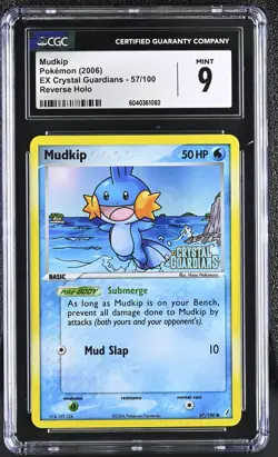 CGC 9 Mudkip EX Crystal Guardians 57/100 Reverse Holo STAMPED Pokemon Card psa - Image 1