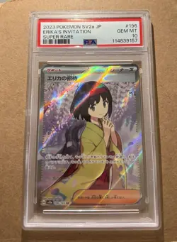 2023 Pokemon SV2a JP Super Rare #196 Erika's Invitation PSA 10 Gem Mint - Image 1