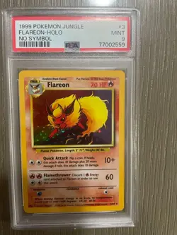 PSA 9 MINT 1999 Pokemon Jungle Flareon #3 HOLO (No Symbol) - Image 1