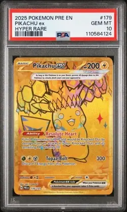 2025 POKEMON PRE EN-PRISMATIC EVOLUTIONS HYPER RARE #179 PIKACHU EX PSA 10 - Image 3