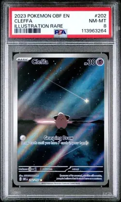 2023 POKEMON OBF EN-OBSIDIAN FLAMES ILLUSTRATION RARE #202 CLEFFA PSA 8 - Image 1