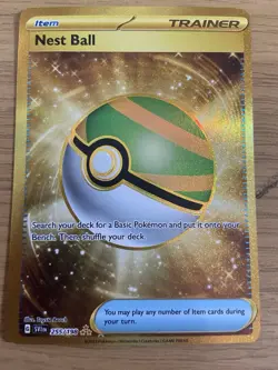 Pokémon TCG Nest Ball Scarlet Violet Hyper Rare Gold Card 255/198 Base Set - Image 1
