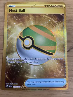 Pokémon TCG Nest Ball Scarlet Violet Hyper Rare Gold Card 255/198 Base Set - Image 3