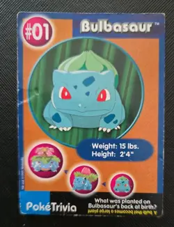 Pokemon Poketrivia 1999 Promo Card - Bulbasaur #01 - Image 1