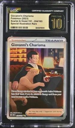 Pokemon Giovanni's Charisma 204/165 English Scarlet Violet 151 CGC - 10 PRISTINE - Image 1