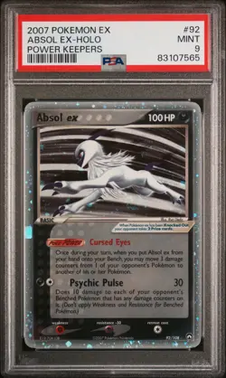 PSA 9 Absol ex 92/108 Holo Foil SWIRL 2007 EX Power Keepers Pokemon Card TCG - Image 1