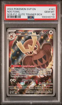 PSA 10 GEM MINT Pokemon Noctowl Black Star Promo #141 Pokemon Center Stamped - Image 1