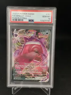 2021 Pokemon SWSH Fusion Strike FA Gengar VMAX 157/264 PSA 10 GEM MINT - Image 1