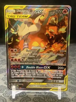 Pokémon TCG  Tag Team Card Reshiram & Charizard GX Black Star Promo SM201 M/NM - Image 7